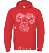 Men`s hoodie Aries white bright-red фото