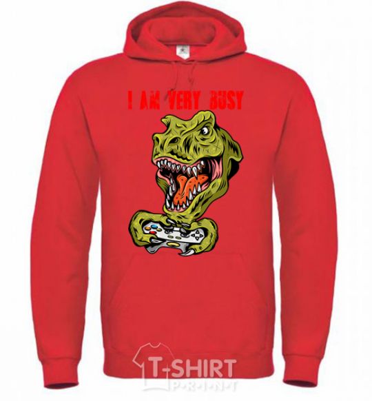 Men`s hoodie I'm very busy bright-red фото
