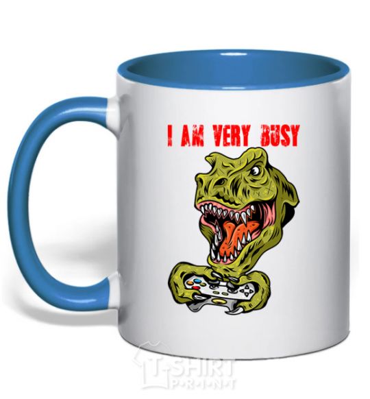 Mug with a colored handle I'm very busy royal-blue фото