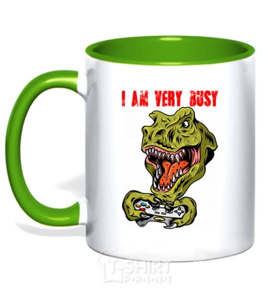 Mug with a colored handle I'm very busy kelly-green фото