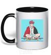 Mug with a colored handle Chongguk anime art black фото