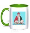 Mug with a colored handle Chongguk anime art kelly-green фото