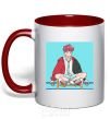 Mug with a colored handle Chongguk anime art red фото