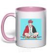 Mug with a colored handle Chongguk anime art light-pink фото