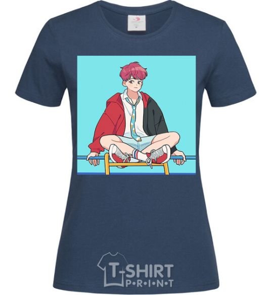 Women's T-shirt Chongguk anime art navy-blue фото