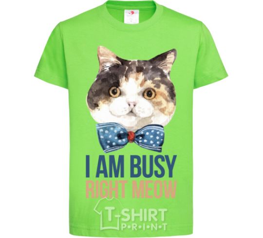 Kids T-shirt I am busy right meow orchid-green фото