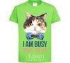 Kids T-shirt I am busy right meow orchid-green фото