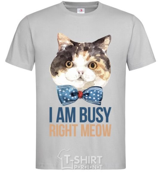 Men's T-Shirt I am busy right meow grey фото