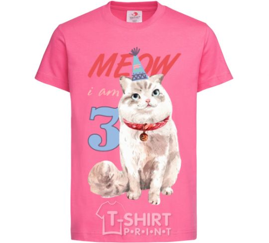 Детская футболка Meow i'm 3 Ярко-розовый фото