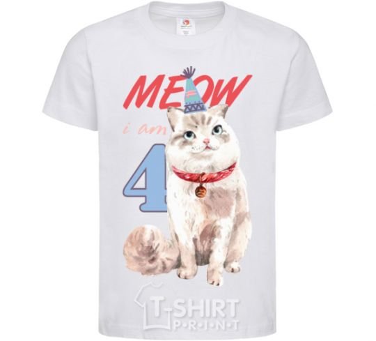 Детская футболка Meow i'm 4 Белый фото