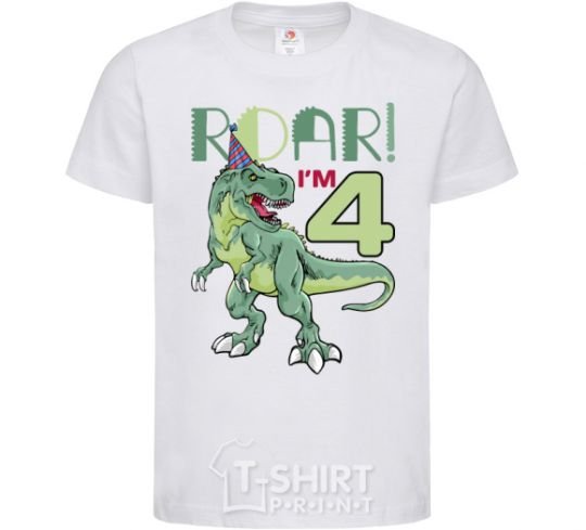 Детская футболка Roar i'm 4 Белый фото