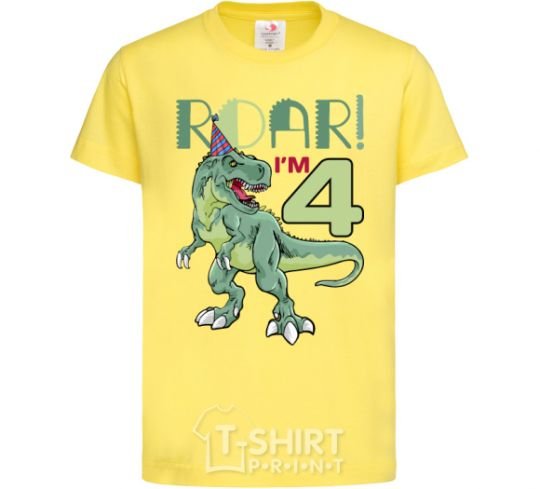 Детская футболка Roar i'm 4 Лимонный фото
