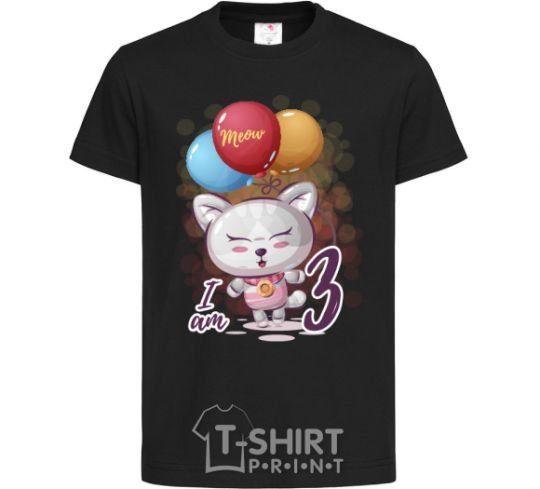 Детская футболка Meow i am 3 Черный фото