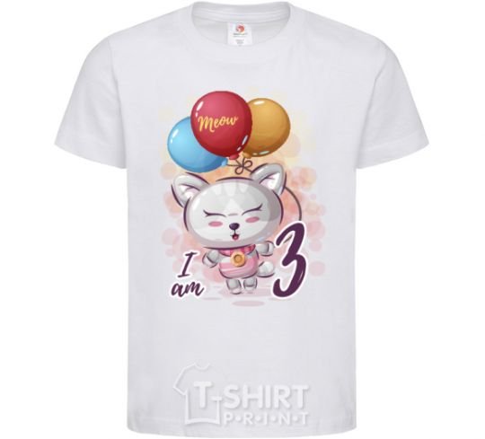 Kids T-shirt Meow i am 3 White фото
