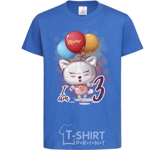 Kids T-shirt Meow i am 3 royal-blue фото
