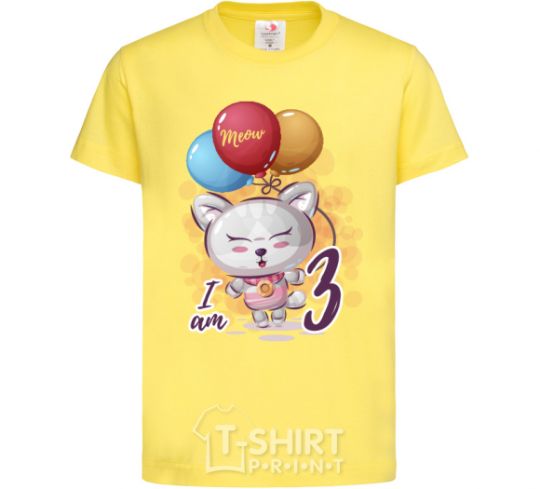 Детская футболка Meow i am 3 Лимонный фото