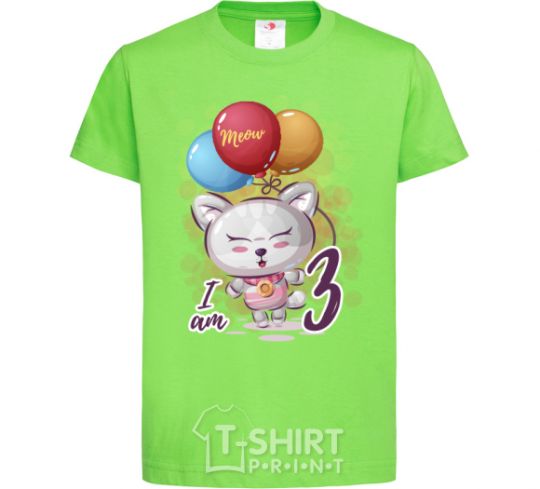 Kids T-shirt Meow i am 3 orchid-green фото