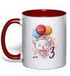 Mug with a colored handle Meow i am 3 red фото