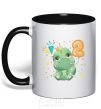 Mug with a colored handle Dino 2 years black фото