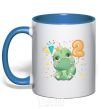 Mug with a colored handle Dino 2 years royal-blue фото