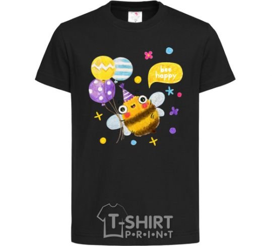 Детская футболка Bee happy Черный фото