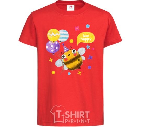 Детская футболка Bee happy Красный фото