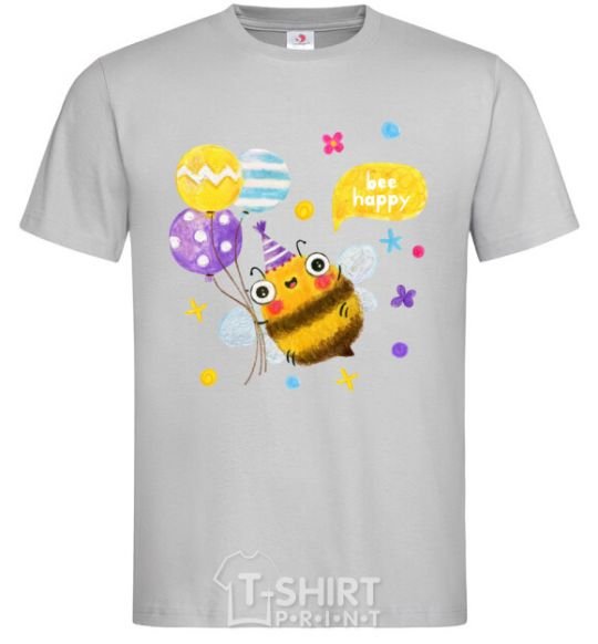 Мужская футболка Bee happy Серый фото