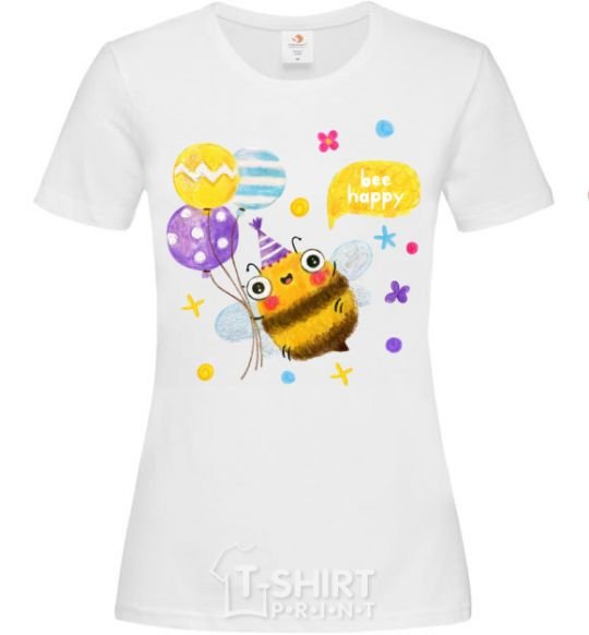 Women's T-shirt Bee happy White фото