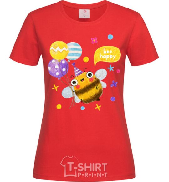 Women's T-shirt Bee happy red фото