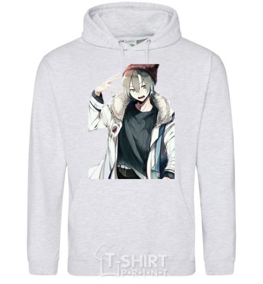 Men`s hoodie Anime boy sport-grey фото