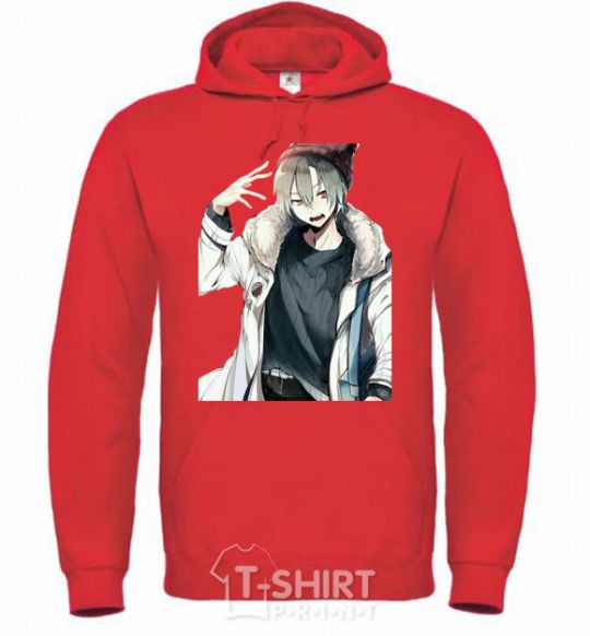 Men`s hoodie Anime boy bright-red фото