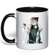 Mug with a colored handle Anime boy black фото
