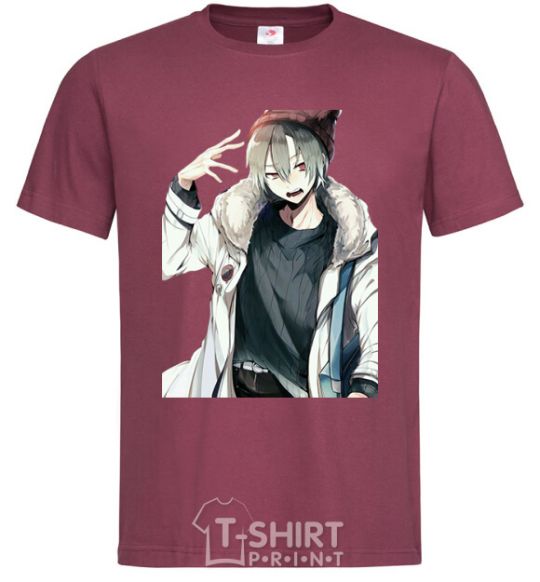 Men's T-Shirt Anime boy burgundy фото