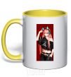 Mug with a colored handle Sound equipment yellow фото