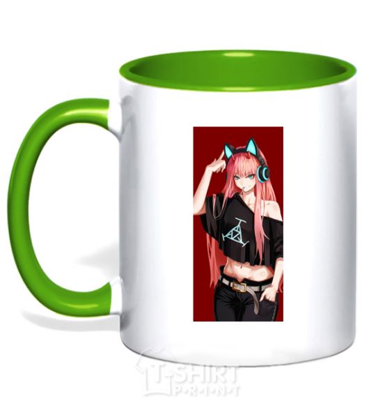Mug with a colored handle Sound equipment kelly-green фото