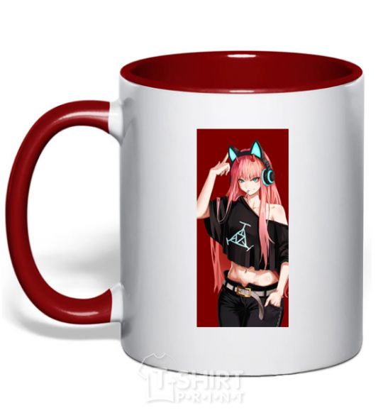 Mug with a colored handle Sound equipment red фото