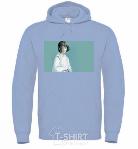 Men`s hoodie Spirited away anime characters sky-blue фото