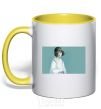 Mug with a colored handle Spirited away anime characters yellow фото