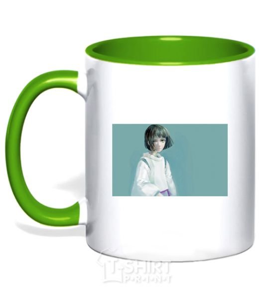Mug with a colored handle Spirited away anime characters kelly-green фото