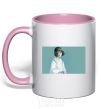Mug with a colored handle Spirited away anime characters light-pink фото