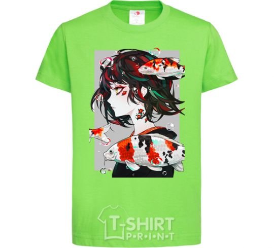 Kids T-shirt Anime fish and girl orchid-green фото
