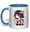 Mug with a colored handle Anime fish and girl royal-blue фото
