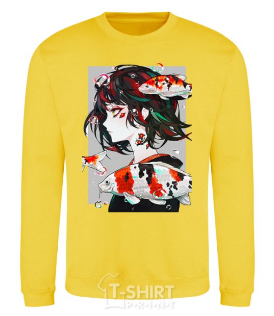Sweatshirt Anime fish and girl yellow фото