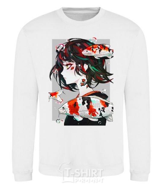 Sweatshirt Anime fish and girl White фото
