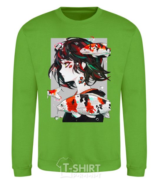 Sweatshirt Anime fish and girl orchid-green фото
