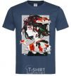 Men's T-Shirt Anime fish and girl navy-blue фото