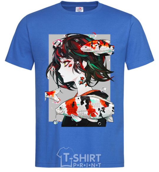 Men's T-Shirt Anime fish and girl royal-blue фото