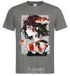 Men's T-Shirt Anime fish and girl dark-grey фото