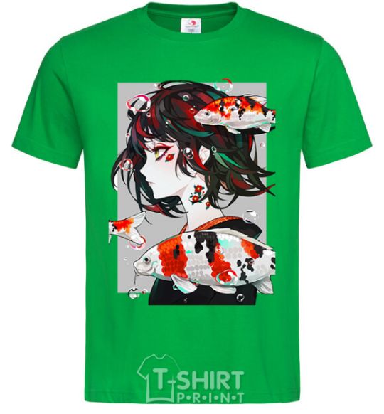 Men's T-Shirt Anime fish and girl kelly-green фото