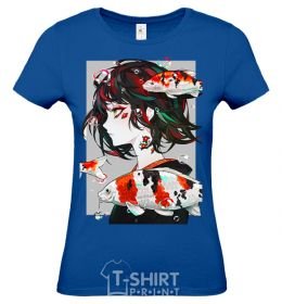 Women's T-shirt Anime fish and girl royal-blue фото